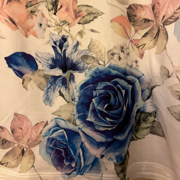 Gaze USA White w/Blue/Pink/Green Floral Print Top - Picture 8 of 10